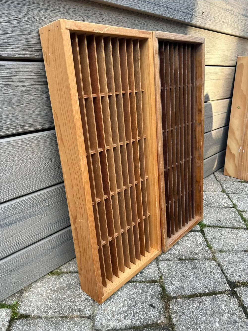 2 Vintage NAPA VALLEY wooden wall-mounted cassette tape storage racks